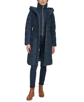 Cole Haan Women's Bibbed Hooded Puffer Coat - Macy's | Macy's