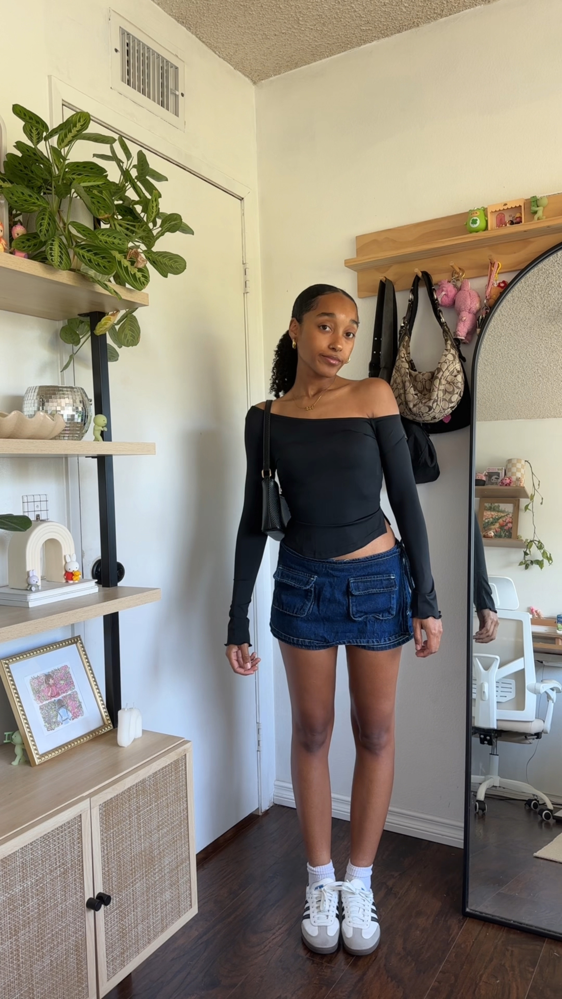 cute transition to fall outfit 🖤

skort, off the shoulder top, fall outfit, princess polly, adidas sambas, cute outfit, fall fashion, skort outfit, transition to fall 

#LTKStyleTip #LTKVideo