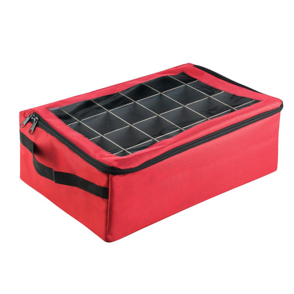 Hastings Home 13-in x 6-in 48-Compartment Red Polyester Ornament Storage Box | 270835GSY | Lowe's
