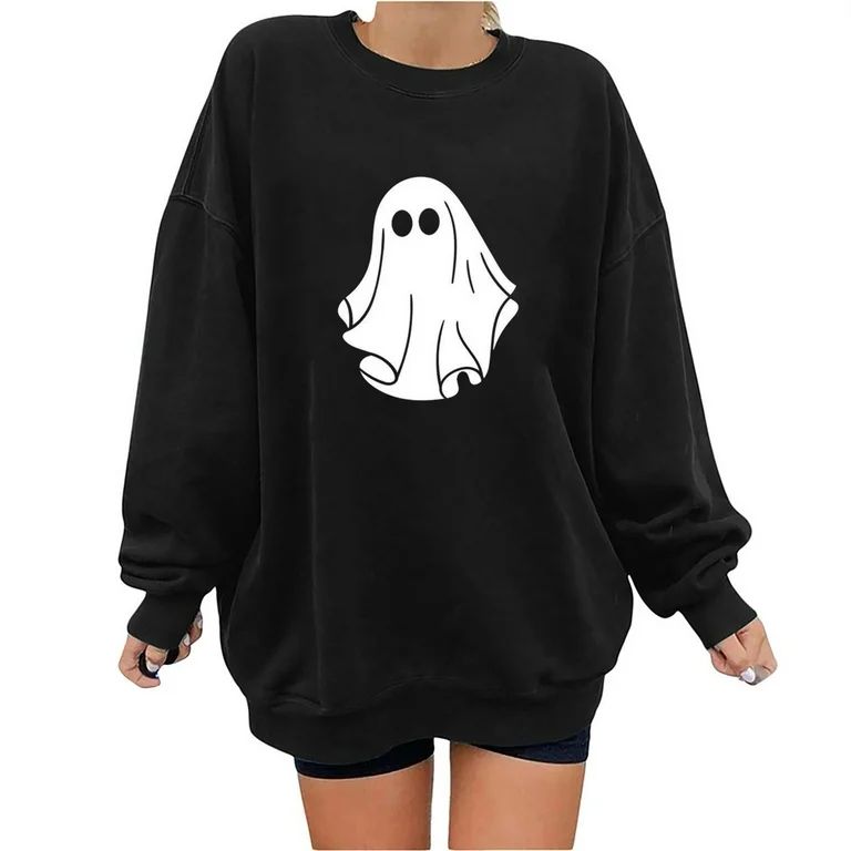 Hoodies for Teen Girls Aesthetic Halloween Shirts For Women Vintage Long Sleeve Graphic Tee Tops ... | Walmart (US)