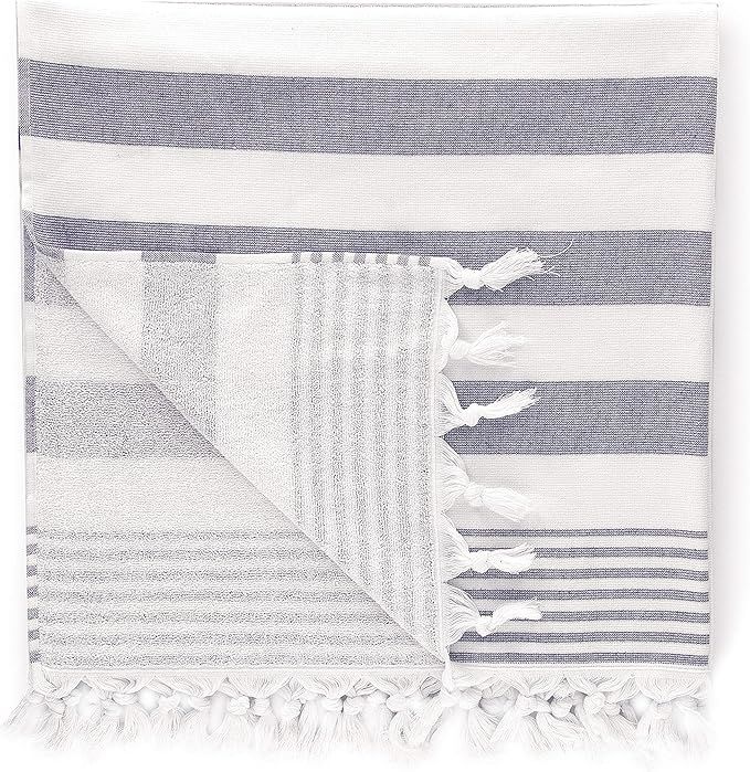 Cottonna 100% Turkish Cotton Fouta Towel | Peshtemal Front with Terry Loop Back | Beach Spa and B... | Amazon (US)