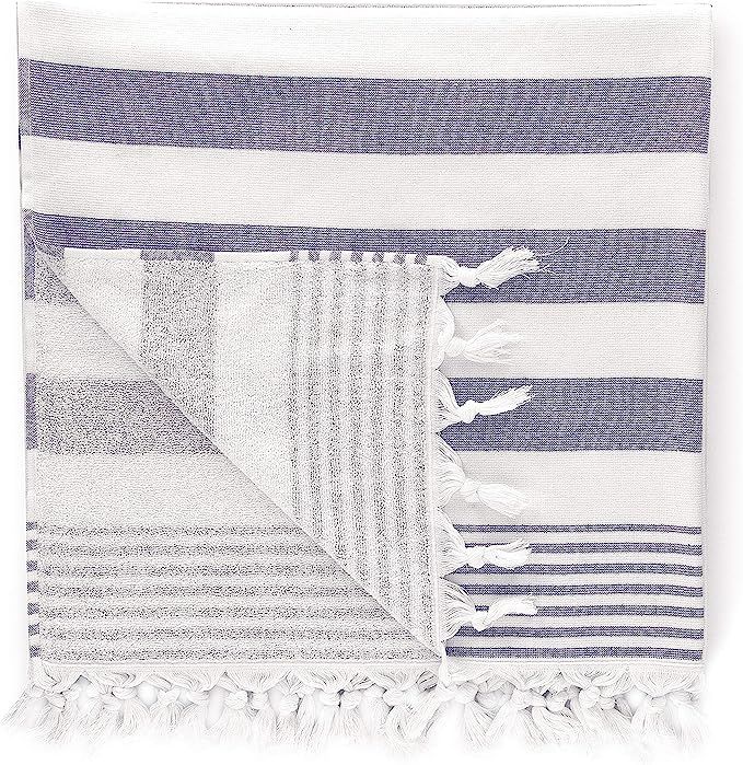 Cottonna 100% Turkish Cotton Fouta Towel | Peshtemal Front with Terry Loop Back | Beach Spa and B... | Amazon (US)