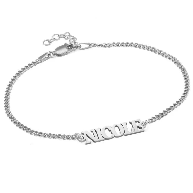 Name Bracelet / Anklet with Capital Letters in Sterling Silver | MYKA