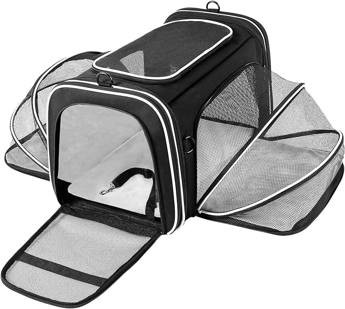 Airline Approved Expandable Pet Carrier with Mesh Pockets, Shoulder Strap, Washable Pads - For 2 ... | Amazon (US)