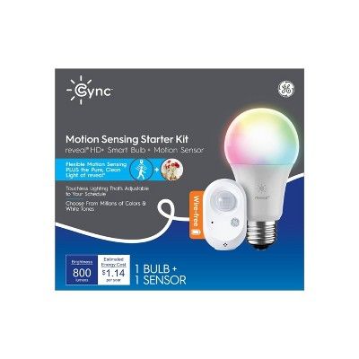 GE CYNC Reveal Smart Full Color Light Bulb with Smart Wire Free Motion Sensor Bundle | Target