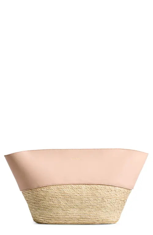 Altuzarra Leather & Straw Basket Clutch in Pale Blush at Nordstrom | Nordstrom