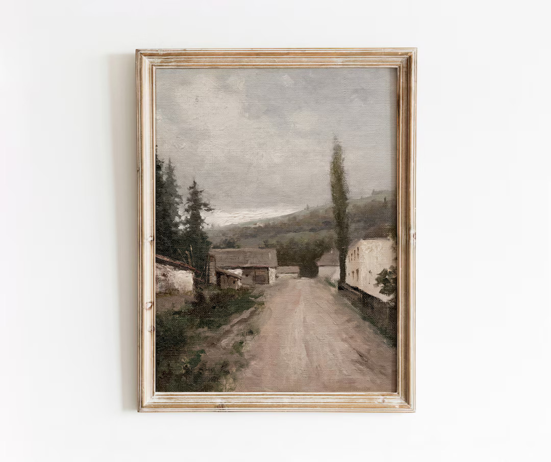 Village Road Vintage European Town Painting Traditional Village Landscape Decor Digital Download ... | Etsy (CAD)
