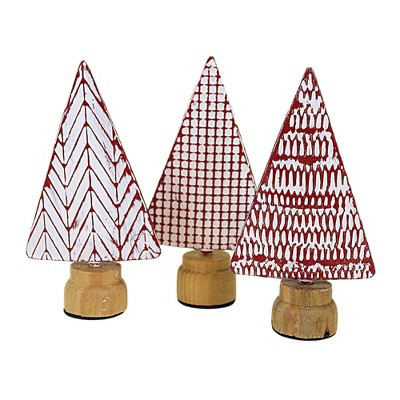 Ganz 5.0 Inch Embossed Red Trees Christmas , Triangle Holiday Red & White (3PC) | Target