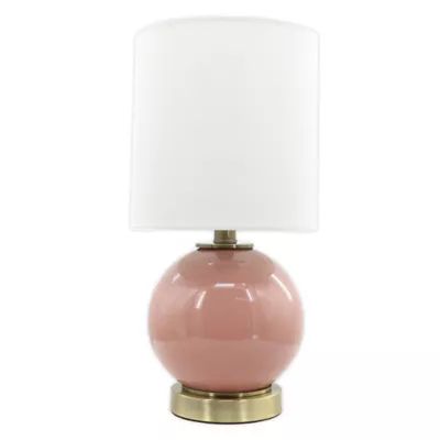 Designs Direct Pink Glass Lamp with Metal Base and White Linen Shade | Bed Bath & Beyond