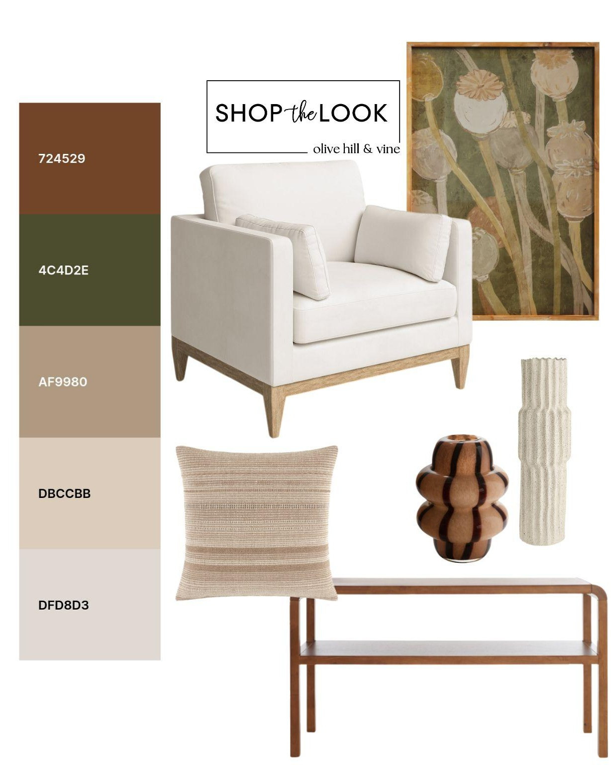 Rich brown and deep green ground this space, layered with soft neutrals for balance. Clean-lined seating, warm wood, and sculptural accents keep it polished yet relaxed—pulling these pieces together for the full rendered room tomorrow. 

 

#LTKHome