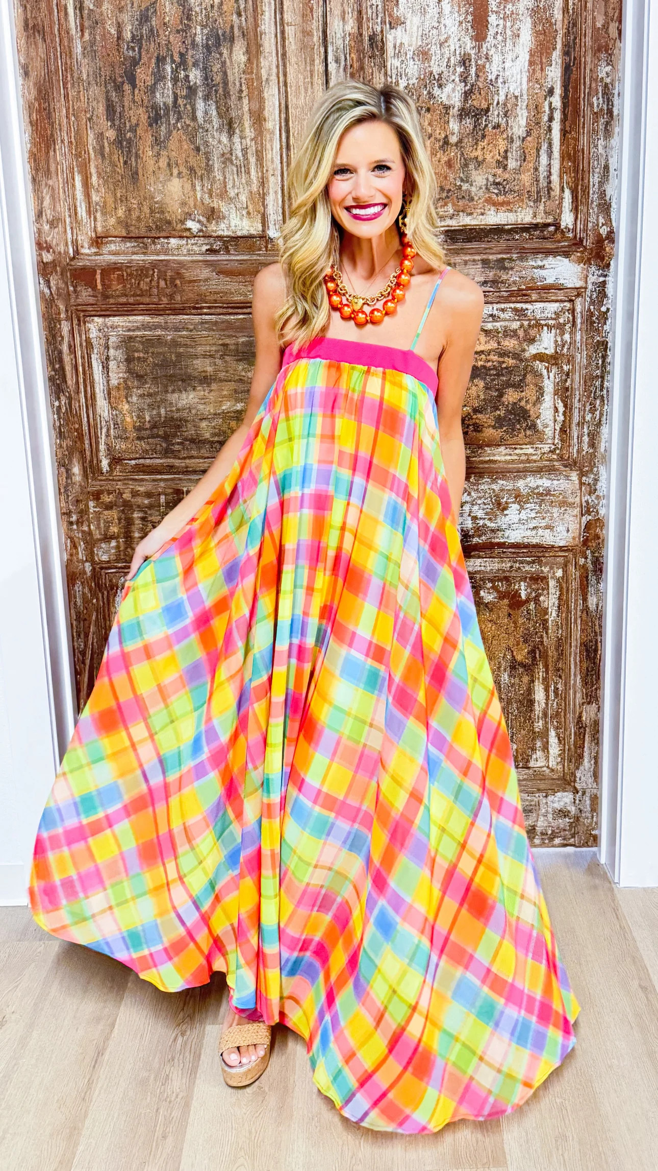Rainbow Plaid Maxi Dress | Shop.app