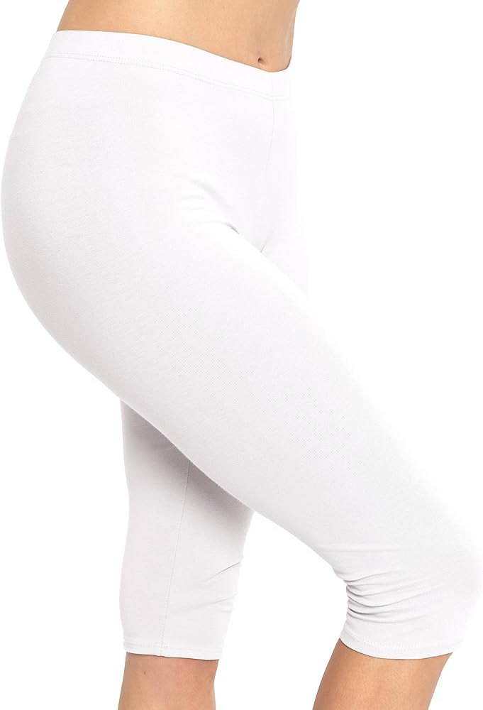 Women’s Capri Leggings Cotton Knee and Ankle Length Leggings for Women Plus Size Stretch Summer... | Amazon (US)