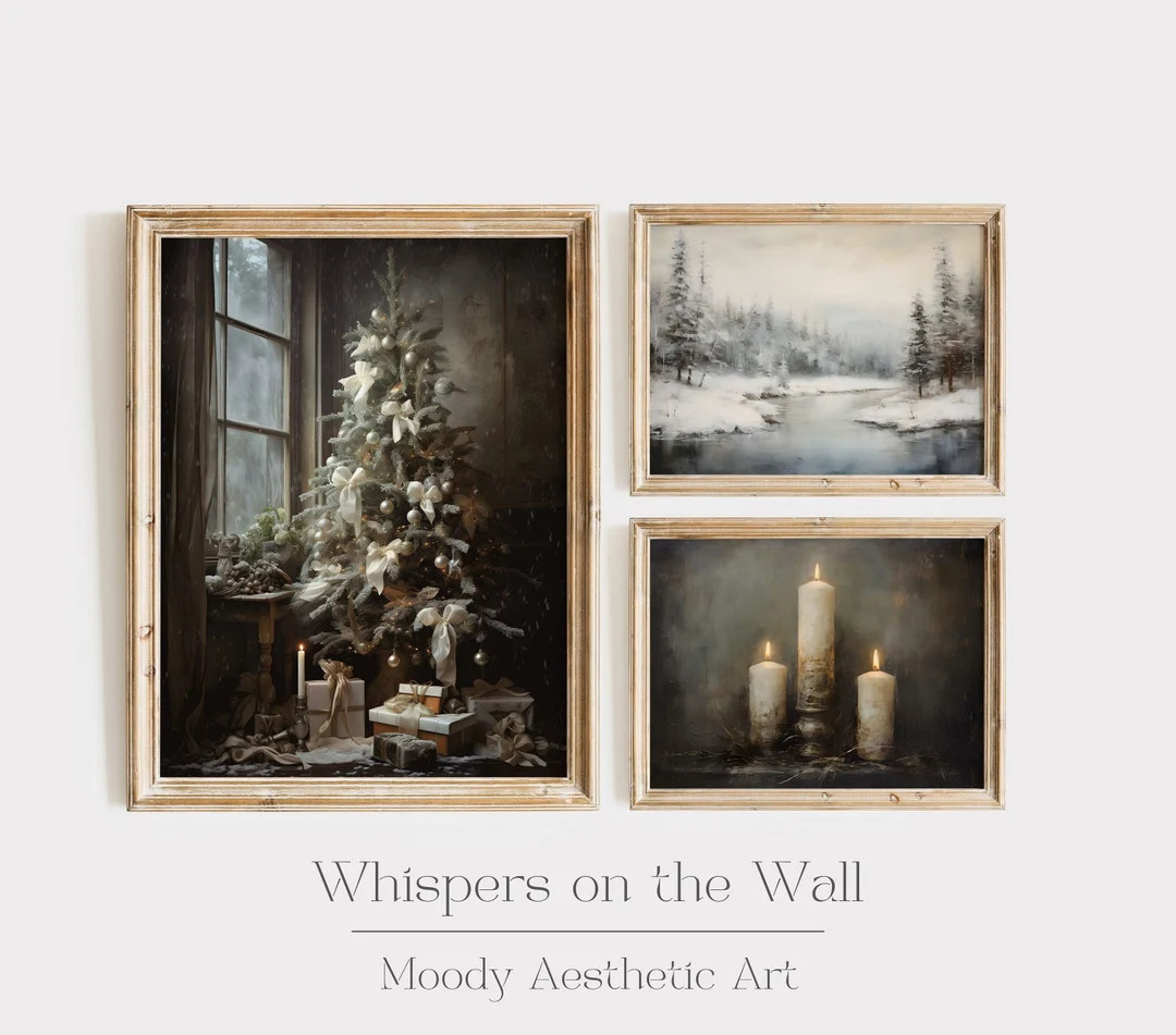 Vintage Christmas Gallery Wall Prints Set Winter Holiday Decor - Etsy | Etsy (US)