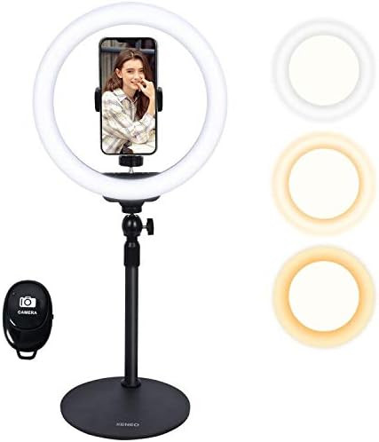10" Desktop Selfie Ring Light with Stand and Phone Holder for iPhone Android, 3 Light Modes Dimma... | Amazon (US)