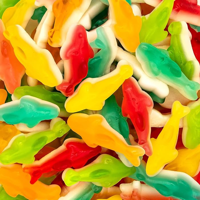 Amazon.com : Gummy Sharks | 1-Pound Bag | Dye Free \u0421andy | Assorted Fruit Gummy Candy | Shar... | Amazon (US)