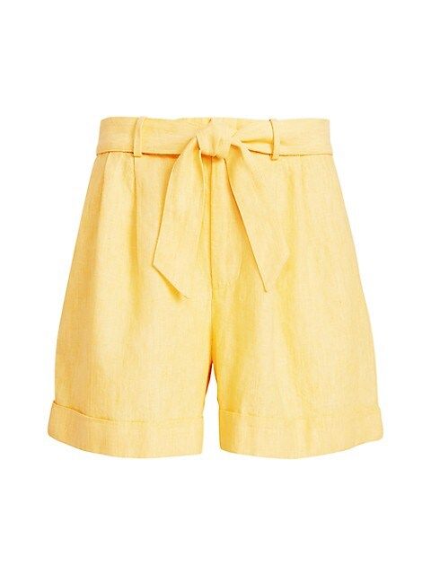 Belted High-Waisted Linen Shorts | Saks Fifth Avenue