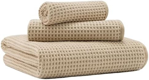 Microfiber Waffle Bath Towels, 3 Pieces, Oversized, Soft, Absorbent, Fast Drying, Lint Free, Incl... | Amazon (US)