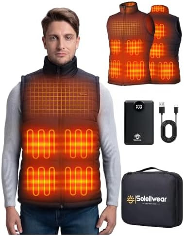 Men's Heated Vest for with 12000mAh Battery, 9 Heating Zones, Lightweight Rechargeable Vest for O... | Amazon (CA)