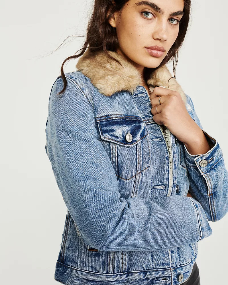 Faux Fur Collar Denim Jacket | Abercrombie & Fitch US & UK