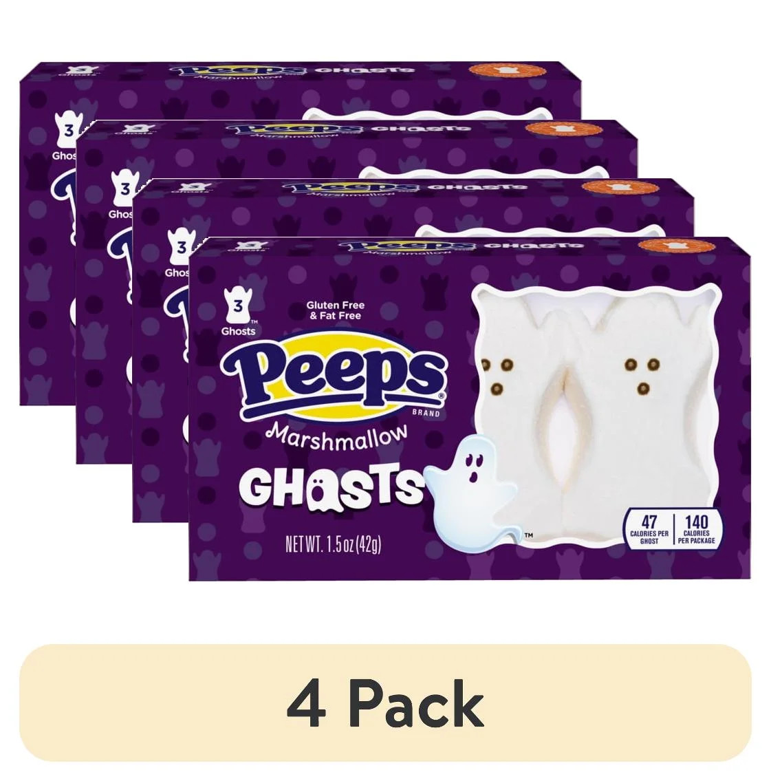 (4 pack) PEEPS Marshmallow Ghosts Halloween Candy, 3 Count (1.5 Ounce) | Walmart (US)