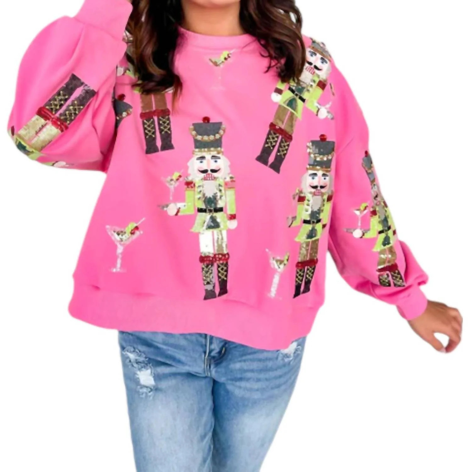 Martini Nutcrackers Sweatshirt In Pink | Shop Simon