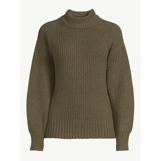 Free Assembly Women’s Mock Neck Ribbed Sweater, Heavyweight, Sizes XS-XXL | Walmart (US)