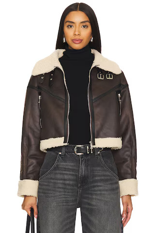 Amelia Faux Leather Jacket in Brown | Revolve Clothing (Global)