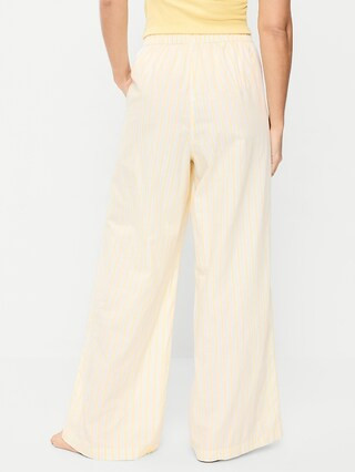 Poplin Wide-Leg Pajama Pants | Old Navy (US)