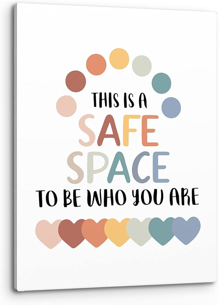 PHAMTE Safe Space Classroom Decor, Safe Space Sign Wall Art, Boho Psychologist Safe Space School ... | Amazon (US)