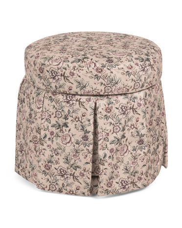 18x18 Floral Pleated Storage Swivel Ottoman | TJ Maxx