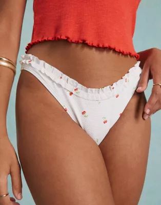 Miss Selfridge cherry print bikini set in white | ASOS (Global)