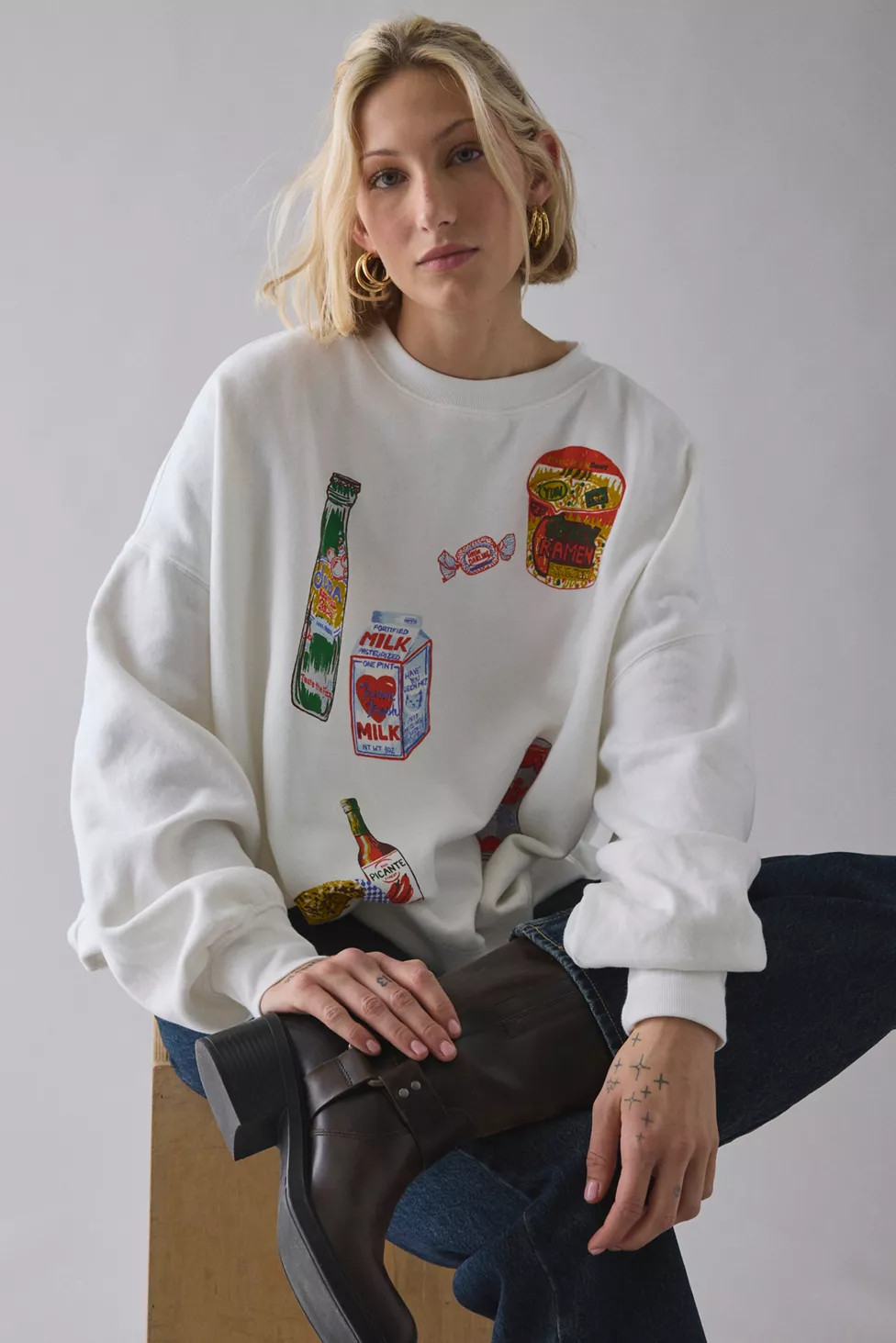BDG Gemma So Snacky Graphic Oversized Crew Neck Pullover | Urban Outfitters (US and RoW)