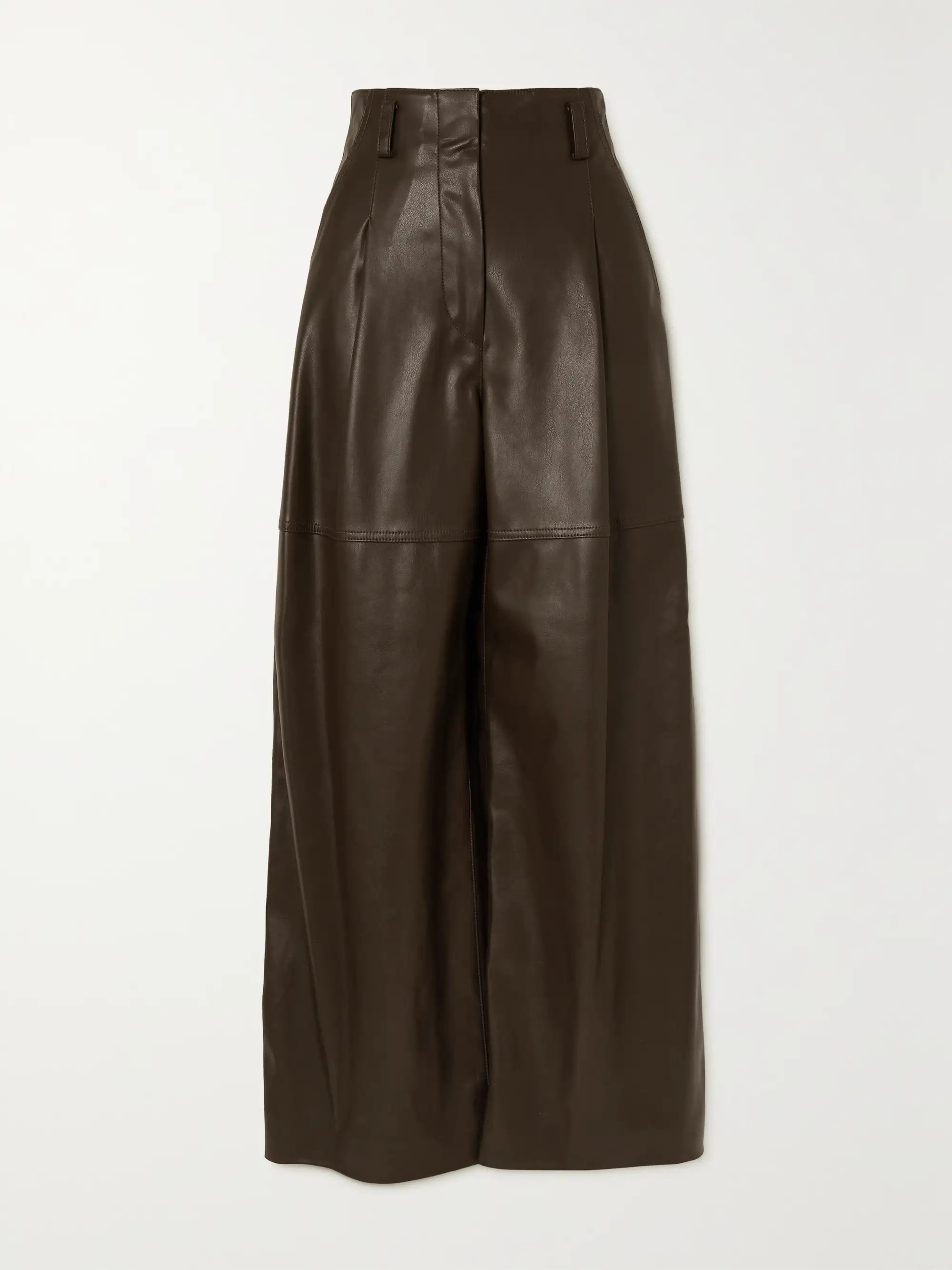 Pleated faux leather wide-leg pants | NET-A-PORTER APAC