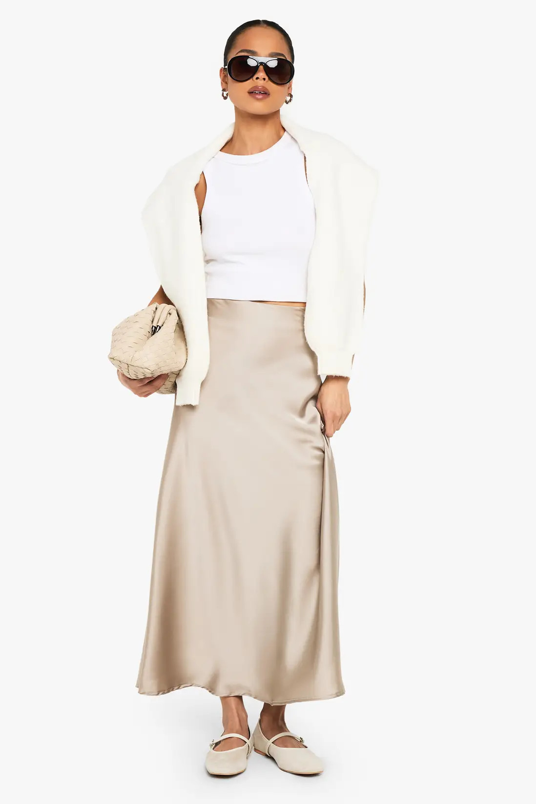 Taupe Satin Midaxi Skirt | Boohoo | Boohoo.com (UK & IE)