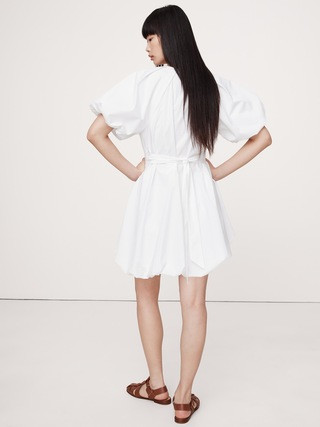 Cotton Poplin Bubble-Hem Mini Dress | Banana Republic (US)