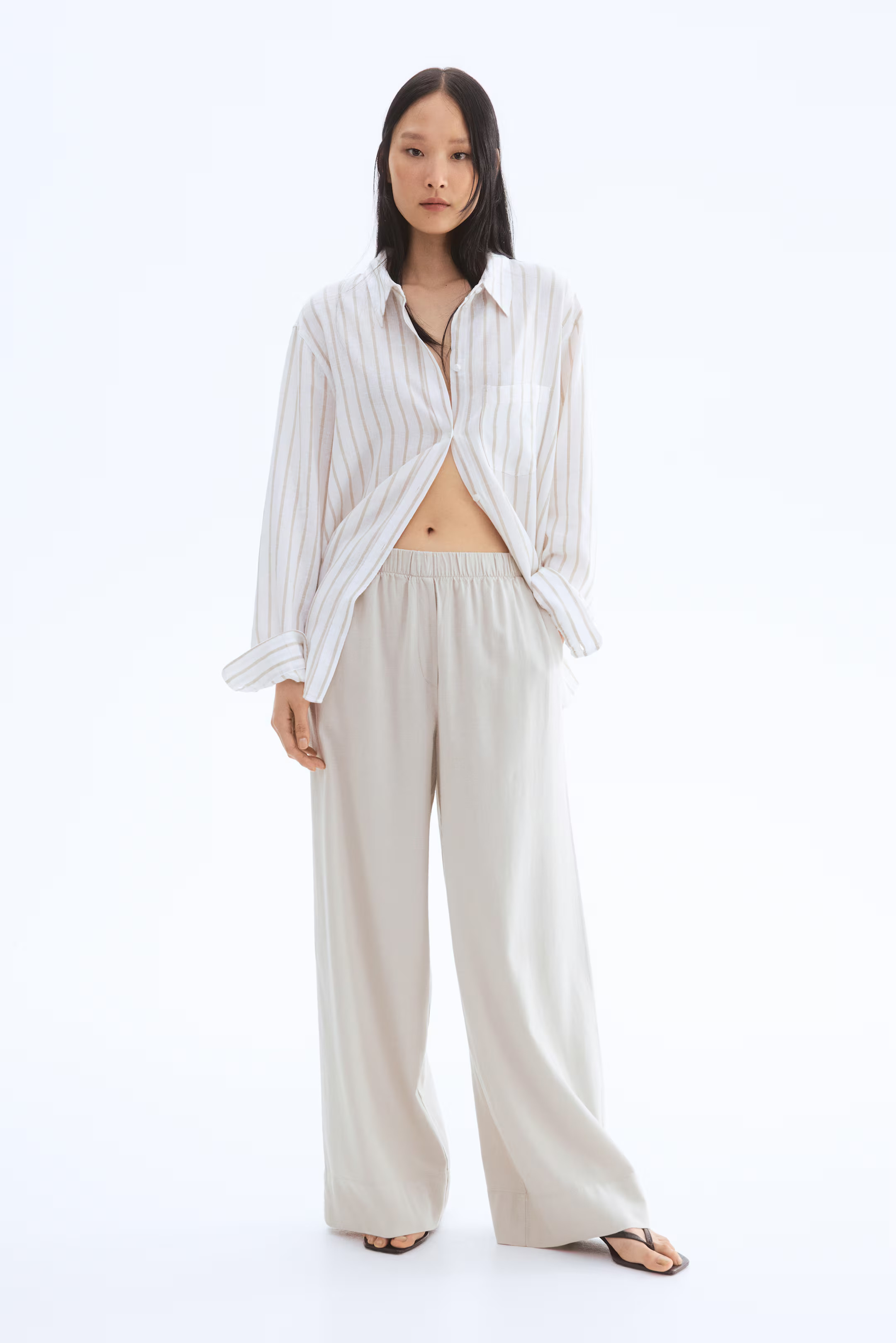 Wide linen-blend trousers | H&M (UK, MY, IN, SG, PH, TW, HK)