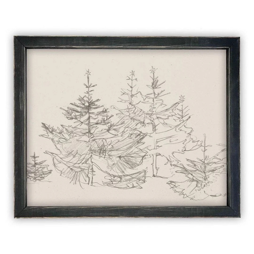 Vintage Framed Canvas Art  // Framed Vintage Christmas Print // Vintage Painting // Christmas Tre... | Etsy (US)