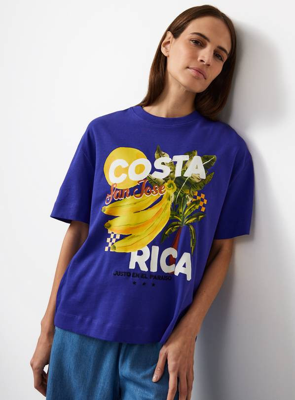 Purple Costa Rica Graphic Oversized Fit T-Shirt L | Tu Clothing