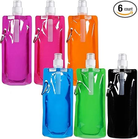 Collapsible Water Bottle Reusable Drinking Water Bottle with Clip for Biking, Hiking Travel, 6 Co... | Amazon (US)