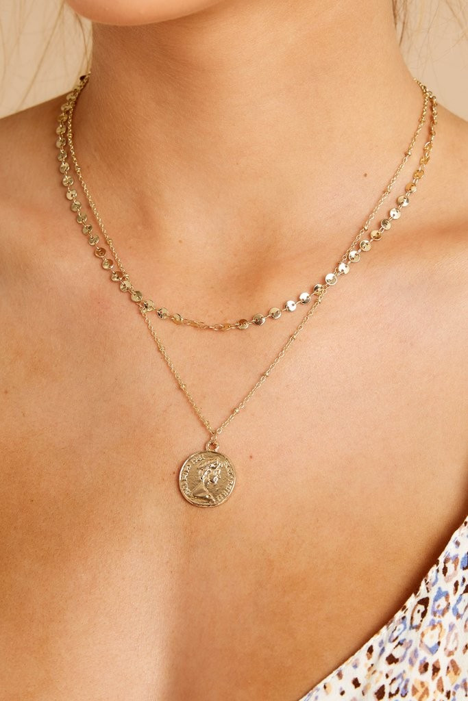 Pennies From Heaven Gold Necklace | Red Dress 