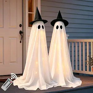 2Pack Halloween Ghost Decorations Outdoor with Remote Lights | Amazon (US)