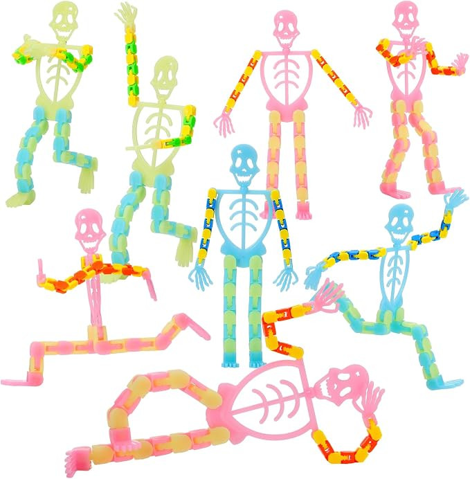 Poen 30 Pcs Halloween Skeleton Fidget Toys Transformable Chain Phone Rack | Amazon (US)