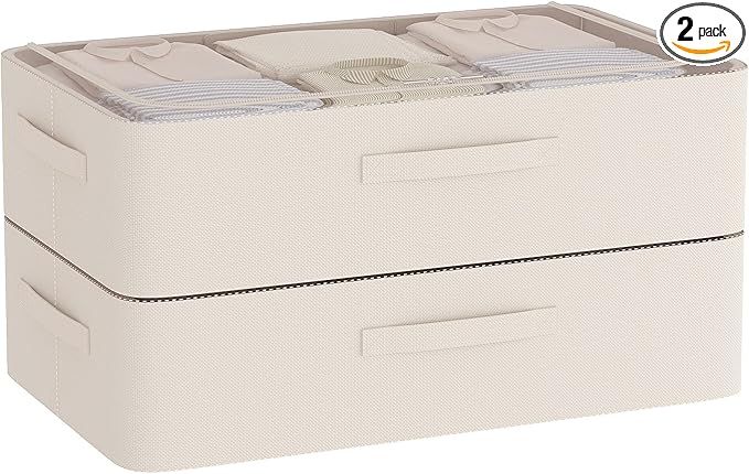 Under Bed Storage Bins Frame Storage Box Oxford Fabric Sturdy Underbed Container Foldable Stackab... | Amazon (US)