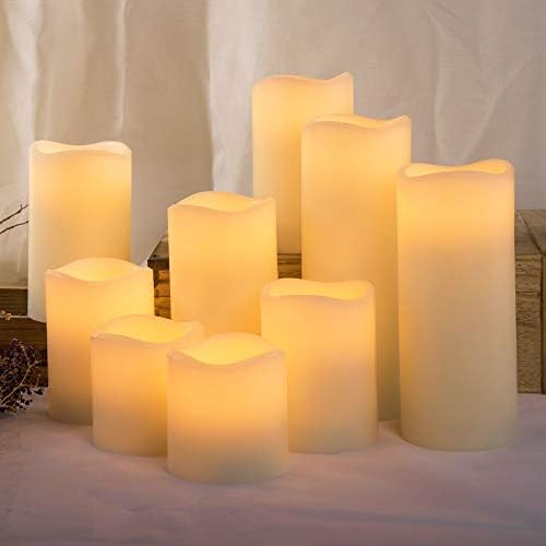 Pandaing Large Set of 9 Flameless Candles Battery Operated LED Pillar Real Wax Electric Candles w... | Amazon (US)