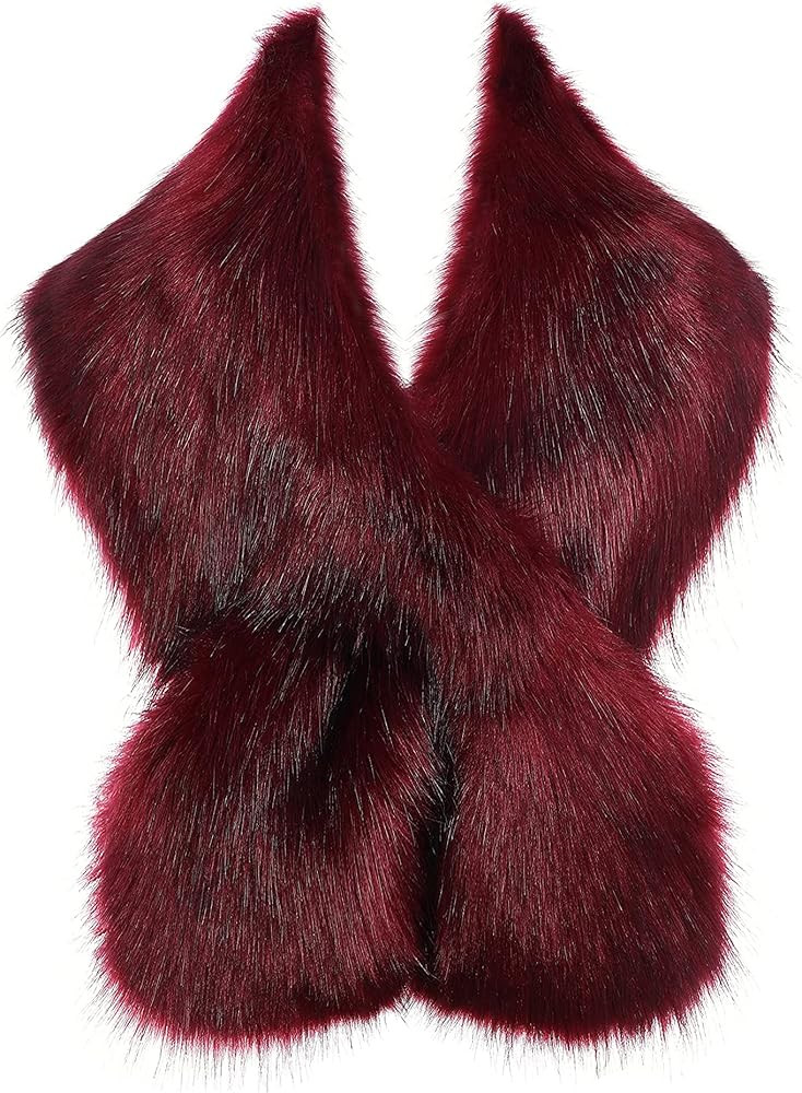 BABEYOND Women's Faux Fur Shawl Party Faux Fur Collar Fur Wraps for Winter Bridal Wedding Cover U... | Amazon (US)