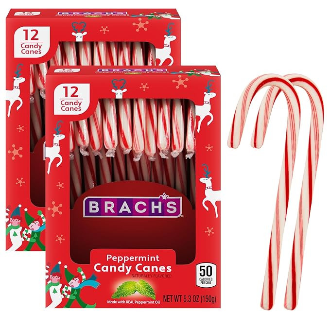 Candy Canes Individually Wrapped, 2 Pack of Bulk Candy Canes Individually Wrapped 12 Each, Perfec... | Amazon (US)