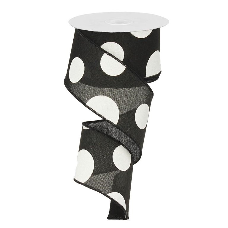2.5"X10yd Large Multi Dots-White on Black Wired RibbonTR58640-X6 - Walmart.com | Walmart (US)