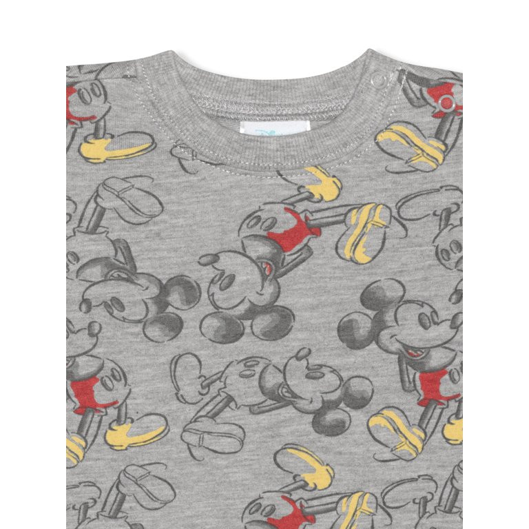 Disney Mickey Mouse Baby Boy Long Sleeve Short Set, 3 Piece Outfit Set, 0/3-24 Months | Walmart (US)
