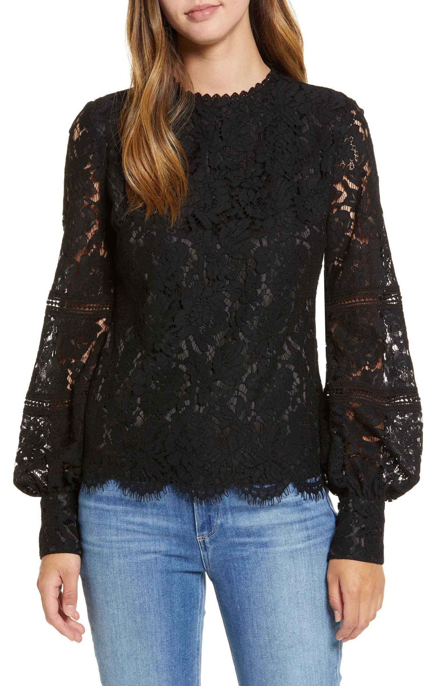 Bishop Sleeve Scalloped Lace Top | Nordstrom