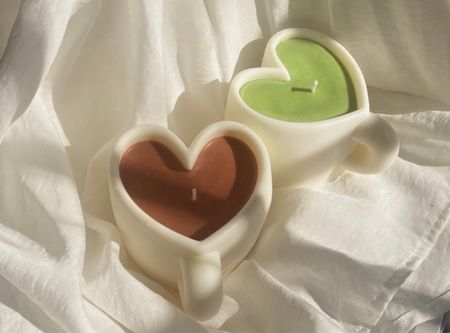 Cute coffee or matcha looking heart candles. Adorable for Valentine’s Day gifts. Pick your scent! Seller has cute candles. 

#LTKhome #LTKU #LTKGiftGuide